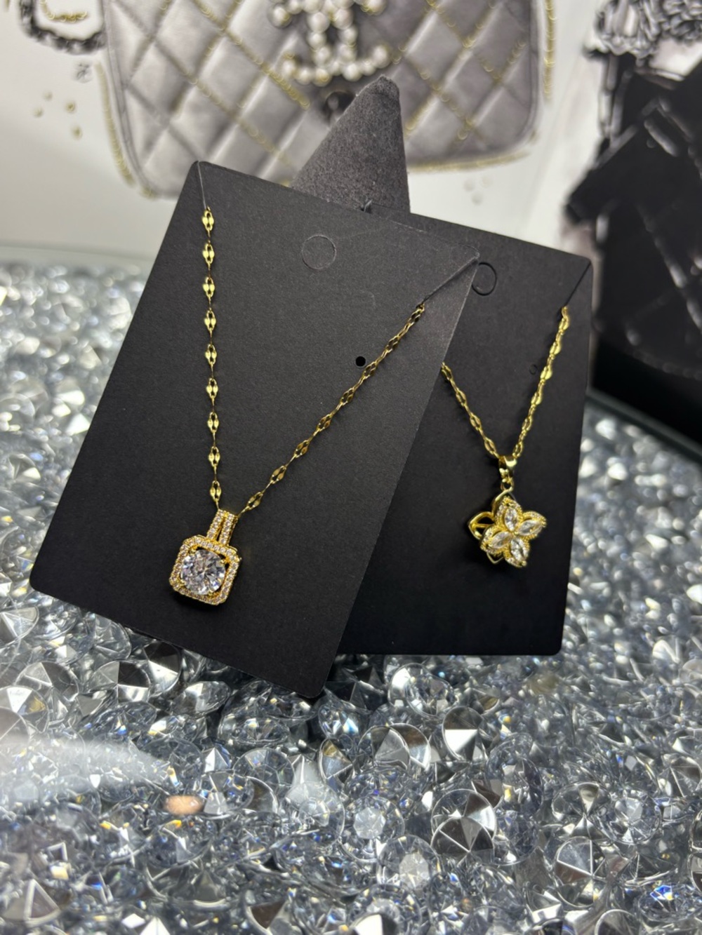Gold-Tone Cubic Zirconia Pendant Necklaces (2) - Picture 7 of 8
